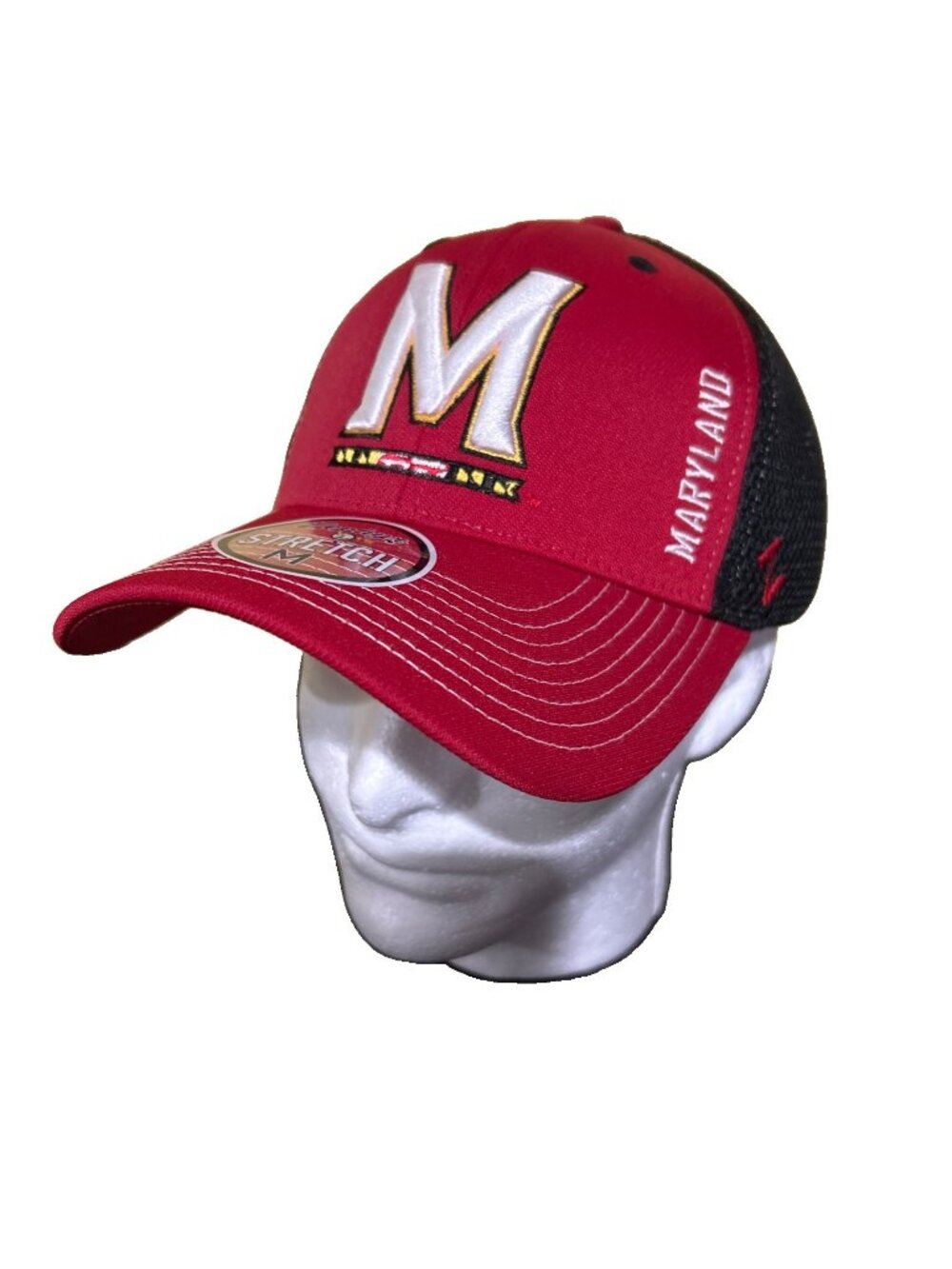 Maryland Terrapins Terps Stretch M Hat Curved Brim New Zephyr NCAA New